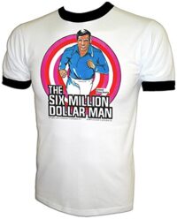 Vintage Six Million Dollar Bionic Man X-Men Quicksilver Steve Austin TV Show T-Shirt White